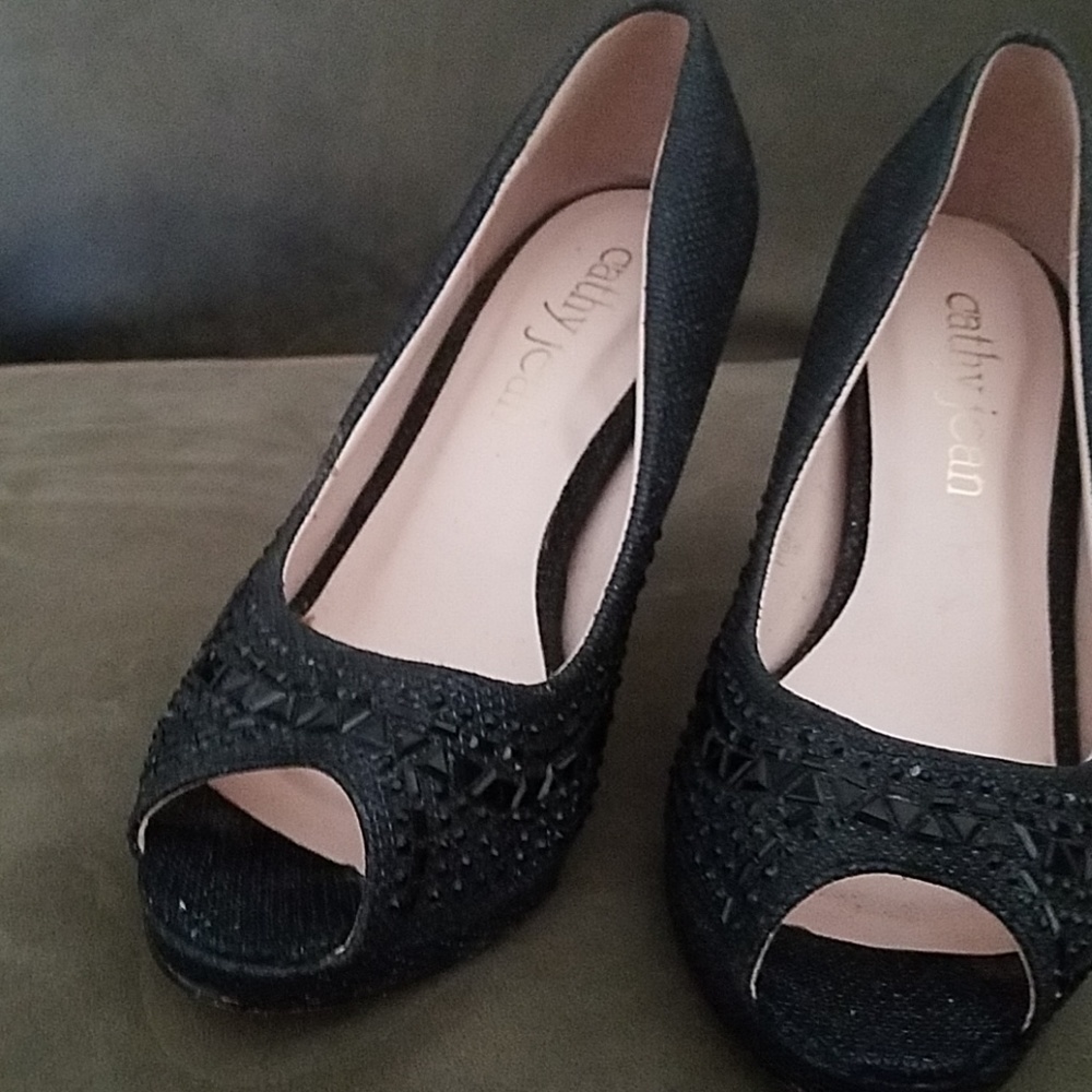 Black embellished heals